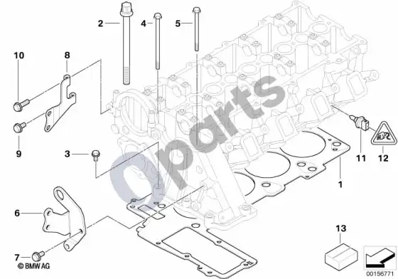 BMW 5 E39 cilindrų galvutės pritvirtinamos detalės (E39 520D) – schema