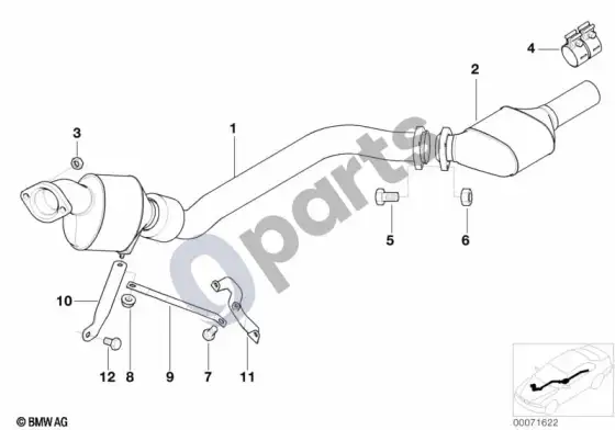 BMW 5 E39 dyzelinio variklio katalizatorius – schema