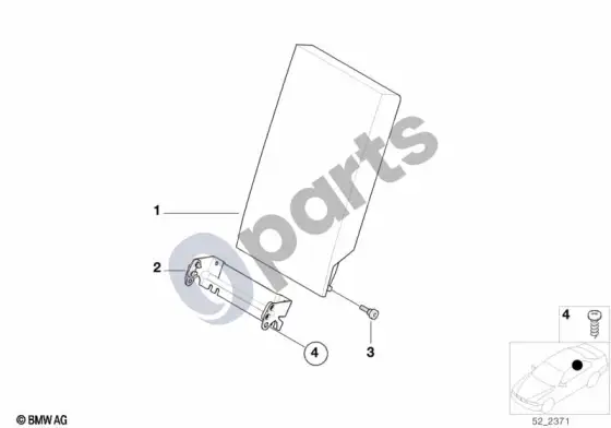 BMW 5 E39 galinės sėdynės vidurinis porankis – schema
