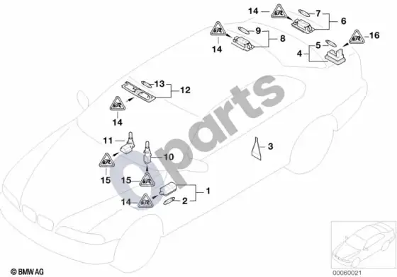 BMW 5 E39 įvairios lemputės – schema
