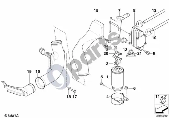 BMW 5 E39 kuro filtras, kuro aušinimas – schema