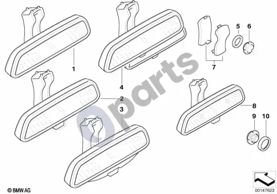 BMW 5 E39 salono veidrodėlis – schema
