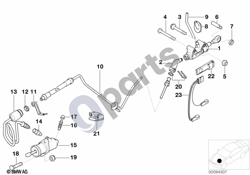 BMW 5 E39 (1996–2003) Sankabos valdymas (E39 520D) schema – pozicija 10: Jungiamoji linija