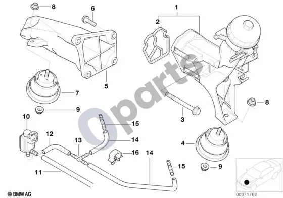 BMW 5 E39 variklio pakaba – schema