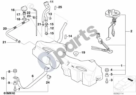 BMW 5 E39 degalų bakas – schema