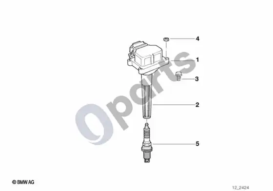BMW 5 E39 uždegimo ritė / žvakės antgalis / uždegimo žvakė – schema