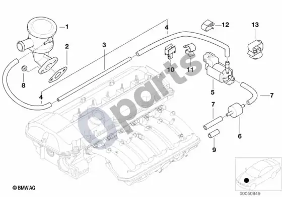 BMW 5 E39 oro siurblys vakuumo valdymui – schema