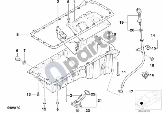 BMW 5 E39 alyvos karteris / alyvos lygio matuoklis – schema