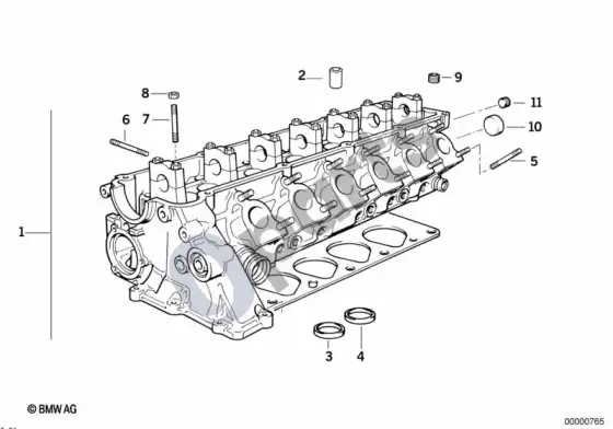 BMW 5 E39 cilindrų galvutė (E39 525TD, E39 525TDS) – schema