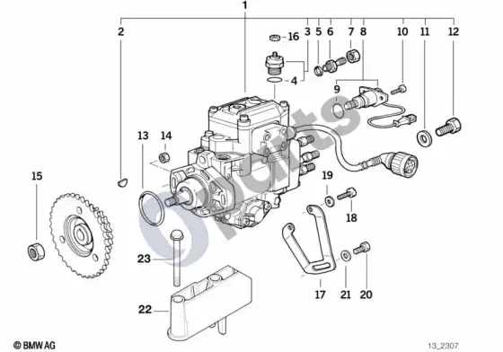 BMW 5 E39 dyzelinio variklio įpurškimo siurblys – schema