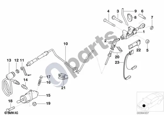 BMW 5 E39 sankabos valdymas; 1997.09 - ... – schema