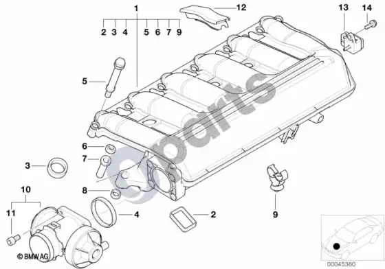BMW 5 E39 įsiurbimo kolektoriaus sistema, EGR – schema