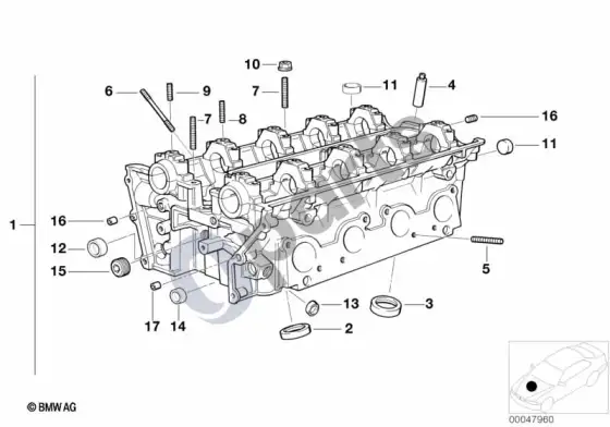 BMW 5 E39 cilindrų galvutė (E39 535I) – schema