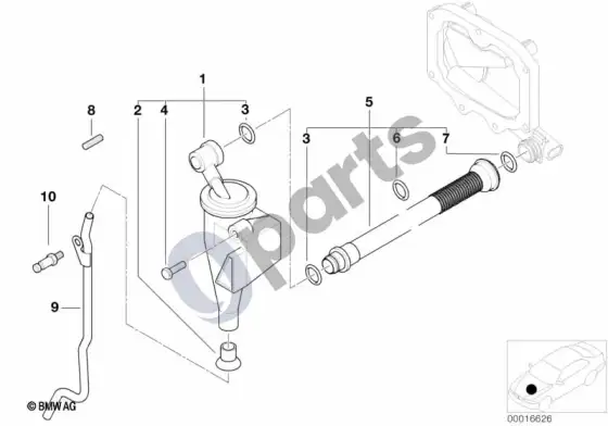 BMW 5 E39 karterio vėdinimas/alyvos separatorius; 1998.09 - ... (E39 535I, E39 540I, E39 540IP) – schema