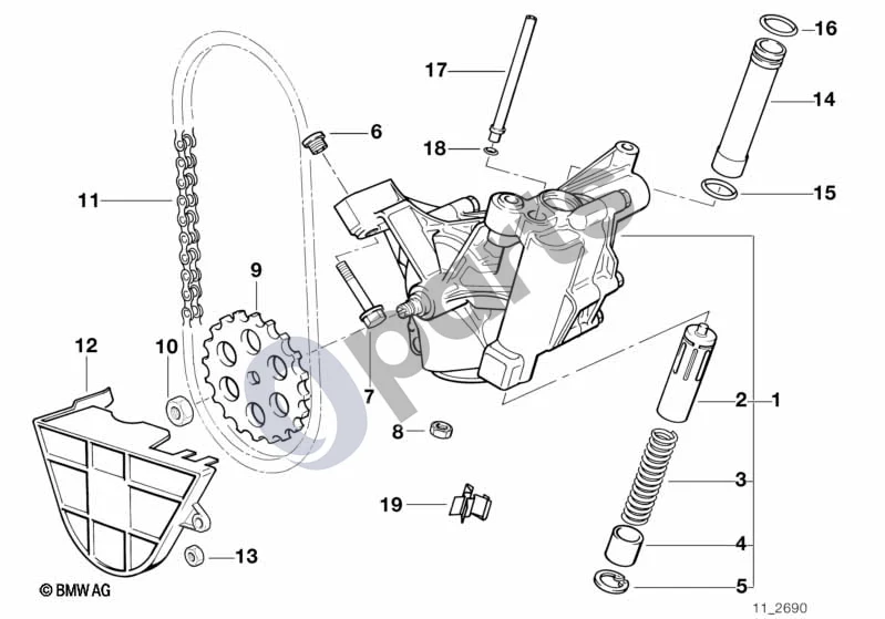 BMW 5 E39 (1996–2003) Tepimo sistema / Alyvos siurblys su pavara (E39 535I, E39 540I, E39 540IP) schema – pozicija 09: Žvaigždutė