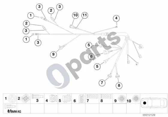 BMW 5 E39 periferinio modulio laidų pynės detalės – schema