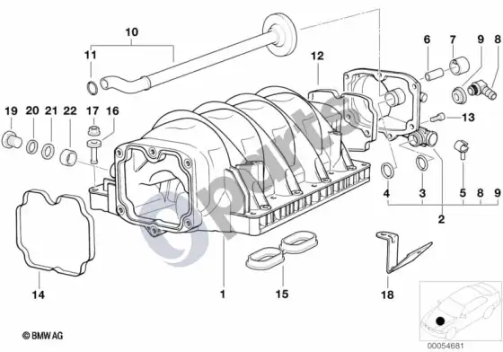 BMW 5 E39 įsiurbimo kolektoriaus sistema; ... - 1998.09 (E39 540I) – schema