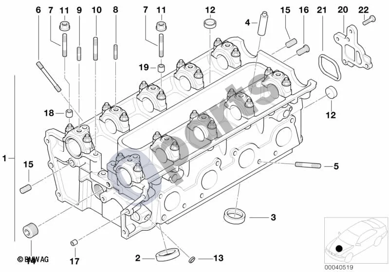 BMW 5 E39 (1996–2003) Cilindrų galvutė (E39 M5) schema – pozicija 20: Dangtis