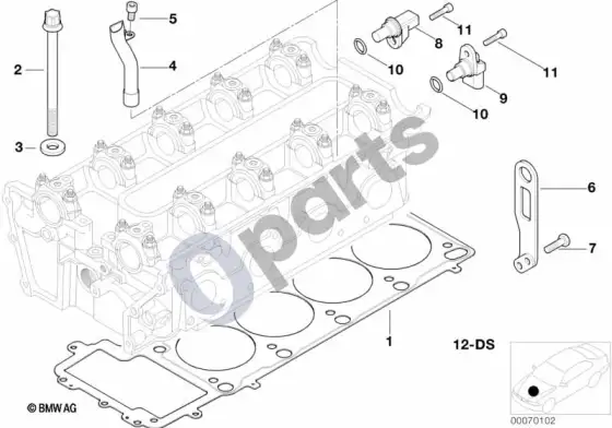 BMW 5 E39 cilindrų galvutės pritvirtinamos detalės (E39 M5) – schema