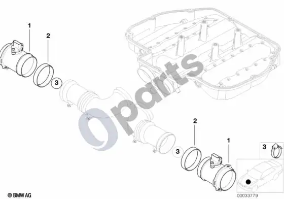 BMW 5 E39 oro masės srauto jutiklis – schema
