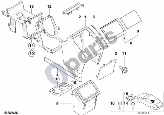 BMW 5 E39 galinė centrinė konsolė; 1999.04 - ... – schema