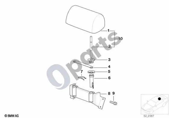 BMW 5 E39 galinės sėdynės galvos atrama – schema