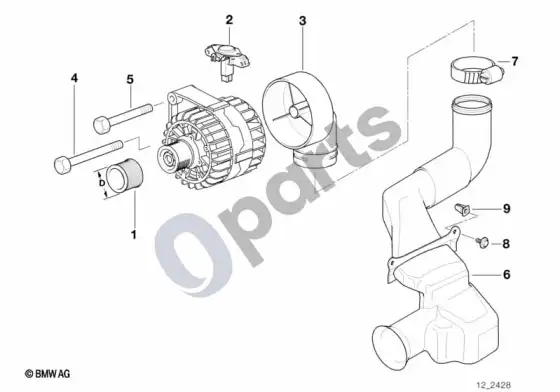 BMW 5 E39 generatoriaus dalys 140A; ... - 1998.09 – schema