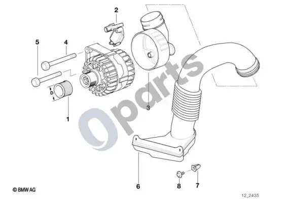 BMW 5 E39 generatoriaus dalys 95A – schema