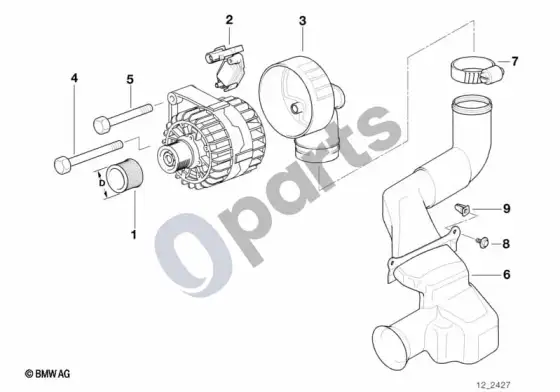 BMW 5 E39 generatorius, atskiros dalys 80A – schema