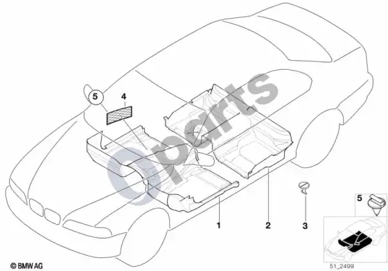 BMW 5 E39 grindų danga – schema