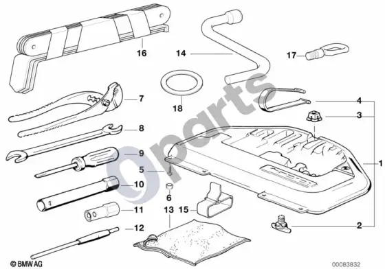 BMW 5 E39 įrankių komplektas / įrankių dėžė – schema