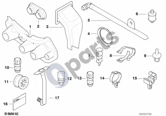 BMW 5 E39 įvairios smulkios detalės – schema