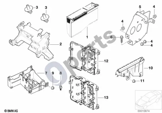 BMW 5 E39 kėbulo valdymo blokų ir modulių kronšteinas – schema