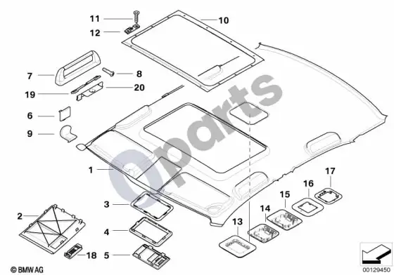 BMW 5 E39 lubų apmušalas / rankena – schema