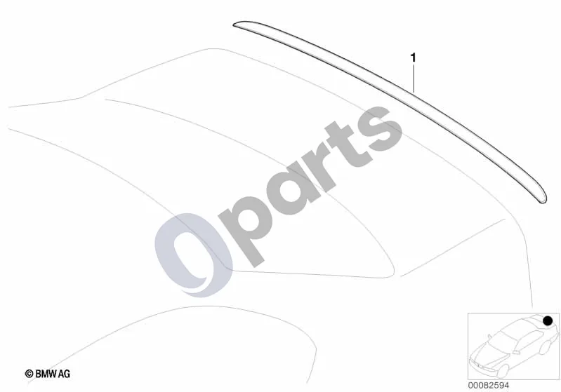BMW 5 E39 (1996–2003) M galinio spoilerio papildomas montavimas schema – pozicija 01: Gruntuotas galinis spoileris