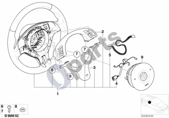 BMW 5 E39 m sportinis vairas, oro pagalvė-smart, multifunkcinis; 2001.09 - ... – schema