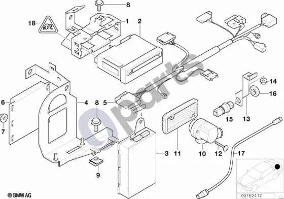 BMW 5 E39 navigacijos sistema/vaizdo modulis – schema