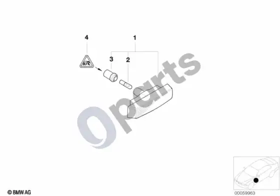 BMW 5 E39 papildomas posūkio rodiklio žibintas – schema