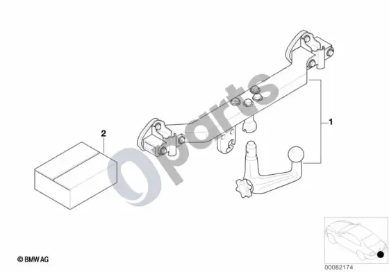 BMW 5 E39 papildomo montavimo komplektas, vilkimo kablys – schema
