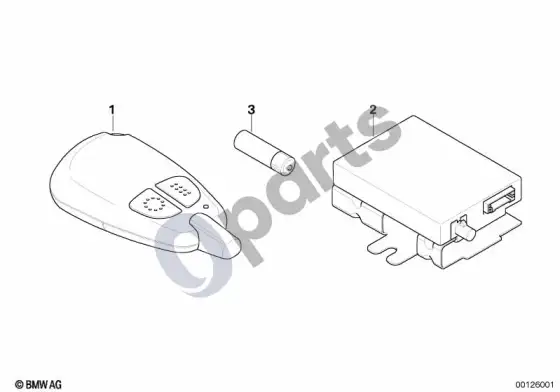 BMW 5 E39 papildomo šildytuvo nuotolinio valdymo siųstuvas; 2002.09 - ... – schema