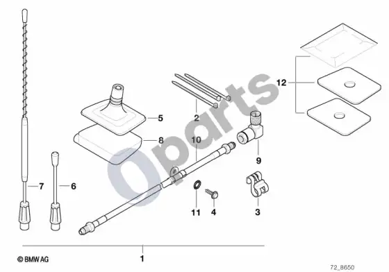 BMW 5 E39 papildomos įrangos komplektas, lango antena – schema