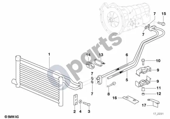 BMW 5 E39 pavarų dėžės alyvos aušinimas – schema