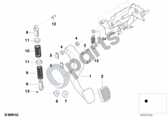 BMW 5 E39 pedalų laikiklis / sankabos pedalas – schema