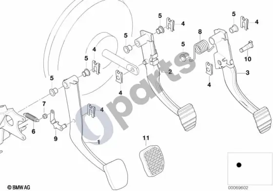 BMW 5 E39 pedalų laikiklis / stabdžių pedalas – schema