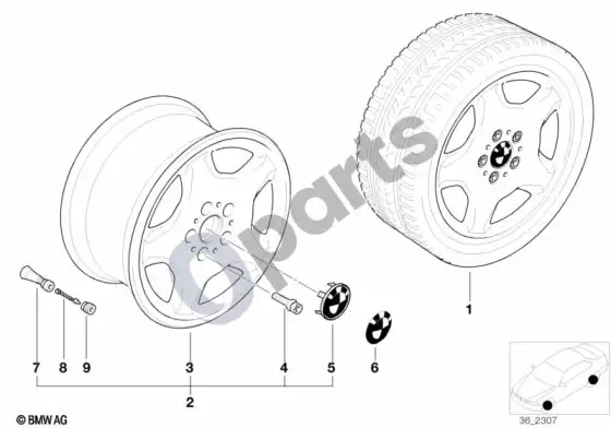 BMW 5 E39 plokščia žvaigždinė stilistika – schema