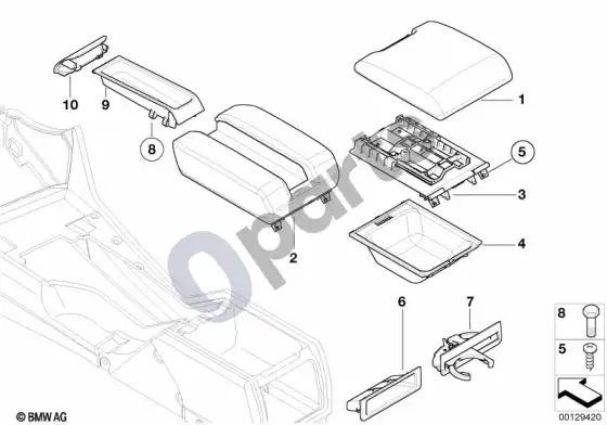 BMW 5 E39 porankis, centrinė konsolė – schema