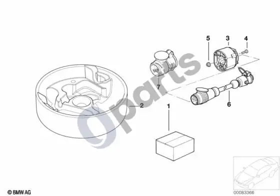 BMW 5 E39 priekabos kablys / elektros tvirtinimo dalys – schema