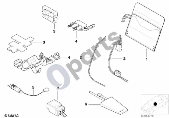 BMW 5 E39 priekinė sėdynė, strėnų atrama – schema