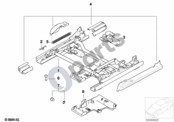 BMW 5 E39 priekinės sėdynės bėgelis elektra/atskiros dalys – schema