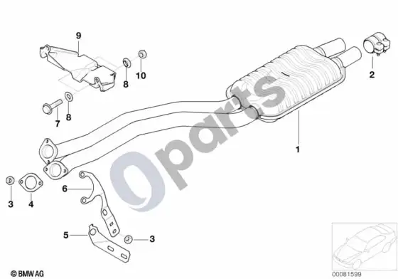 BMW 5 E39 priekinis duslintuvas – schema